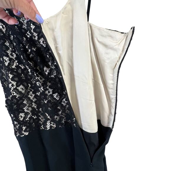 Carole Little Dress 10P Black Beaded Lace Spaghetti Strap Drop Waist Whimsygoth - Picture 8 of 15